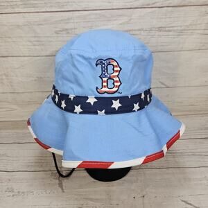 Boston Red Sox Bucket Hat Adult One Size Blue 100% Polyester American Flag MLB